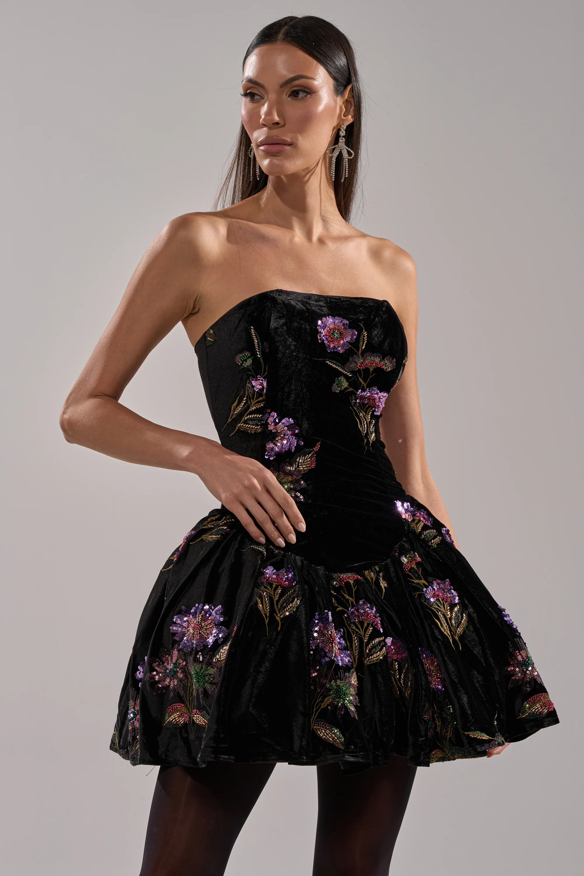 LATE NIGHT GARDEN PARTY VELVET MINI DRESS - Image 5