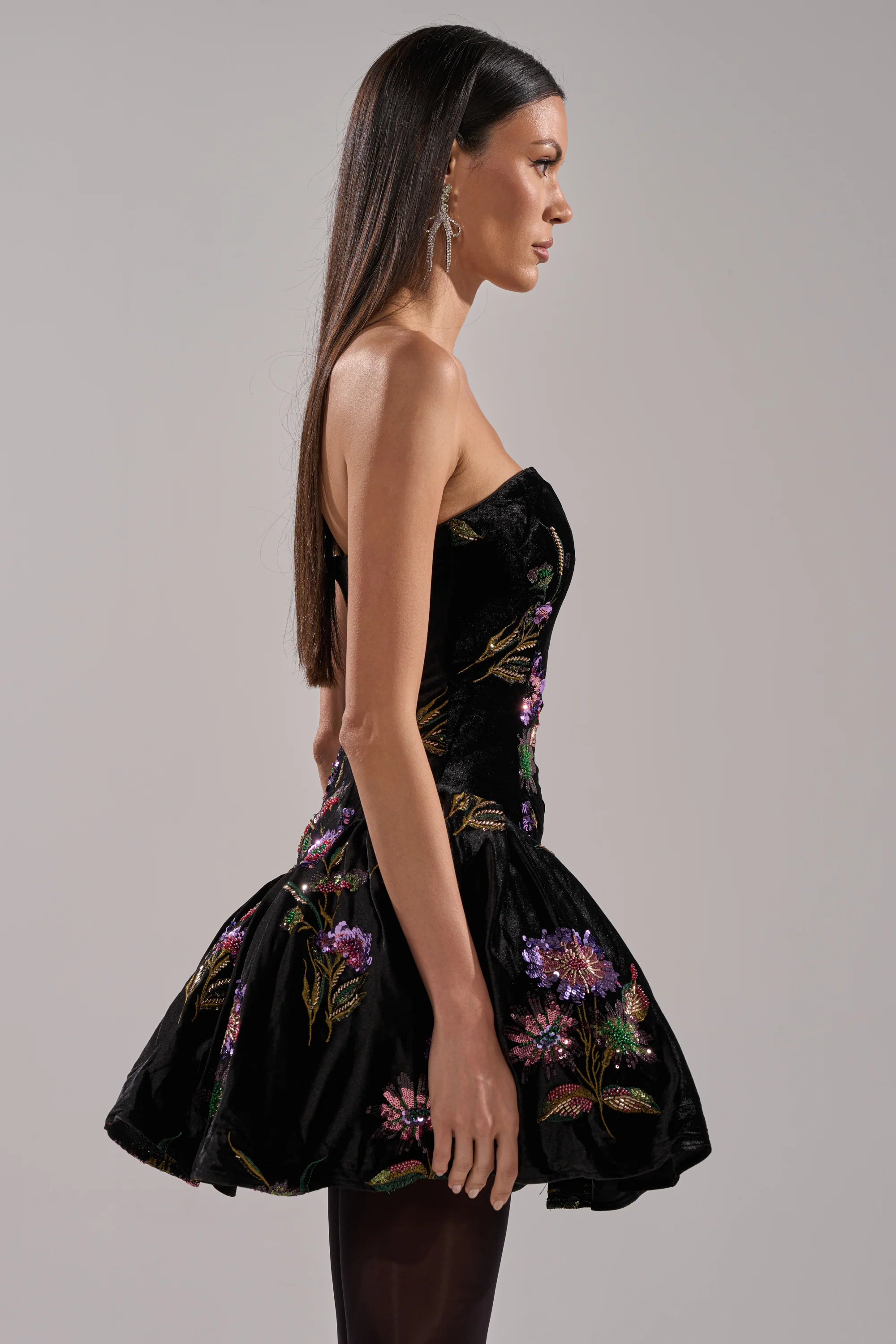 LATE NIGHT GARDEN PARTY VELVET MINI DRESS - Image 7