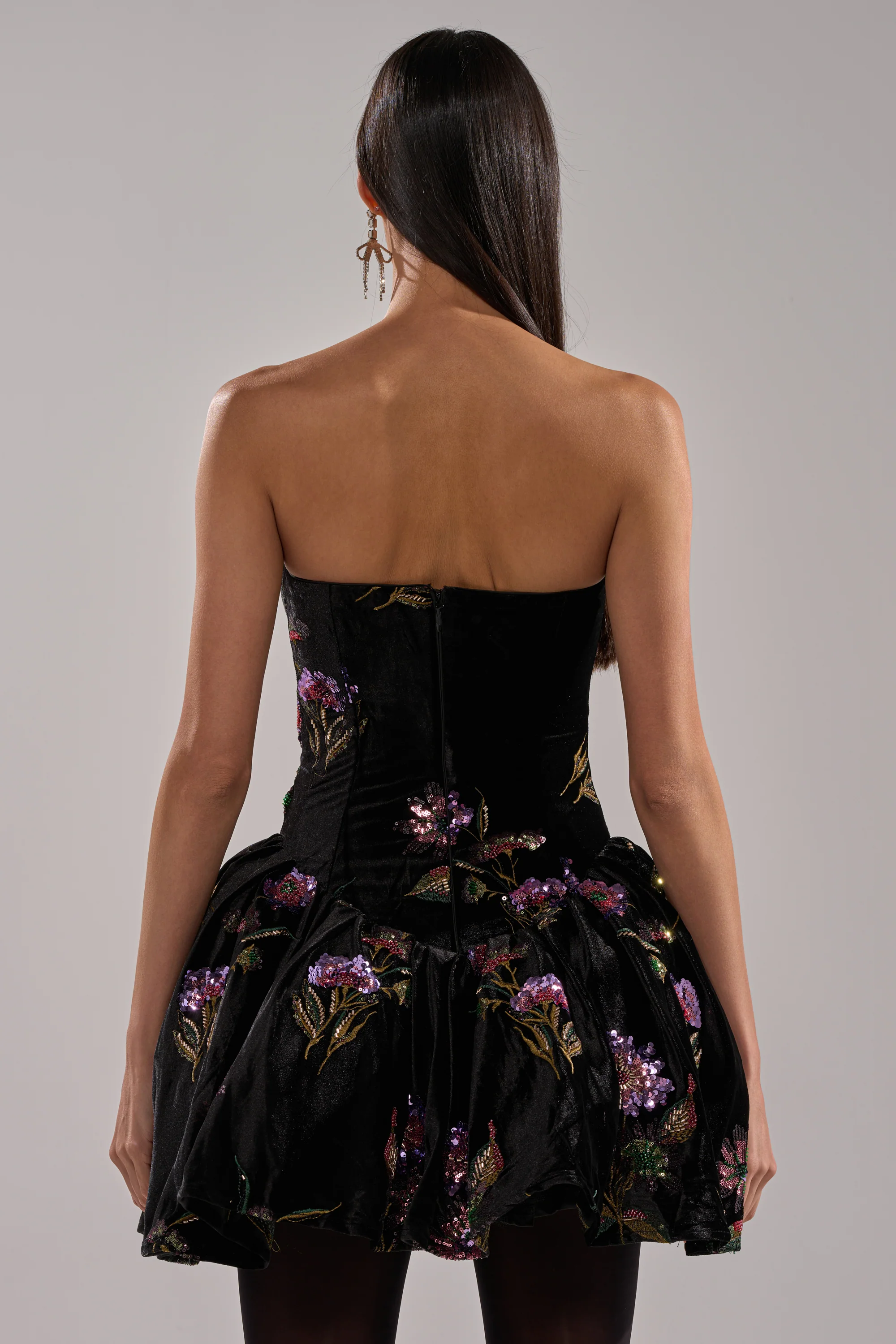 LATE NIGHT GARDEN PARTY VELVET MINI DRESS - Image 8
