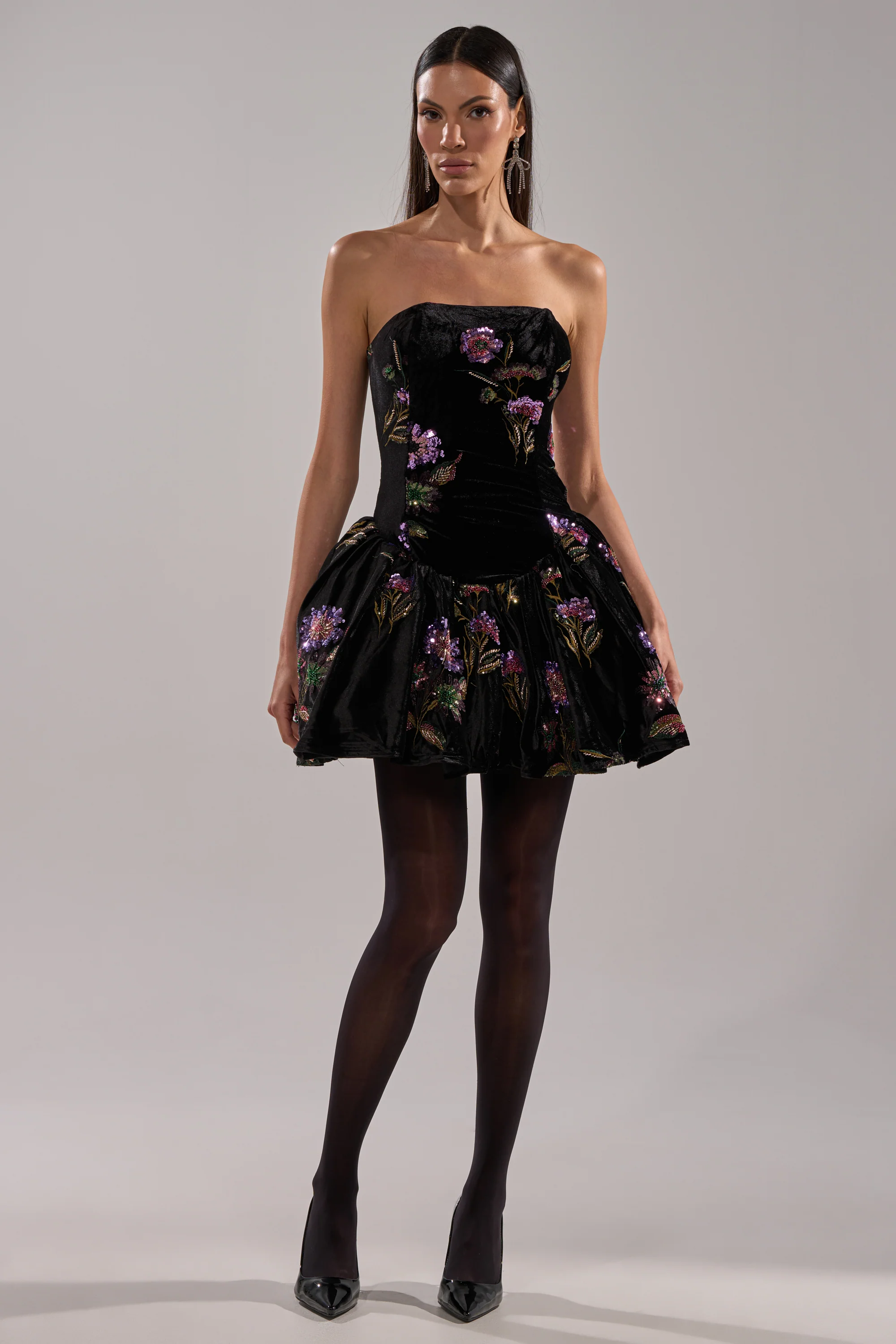 LATE NIGHT GARDEN PARTY VELVET MINI DRESS - Image 9