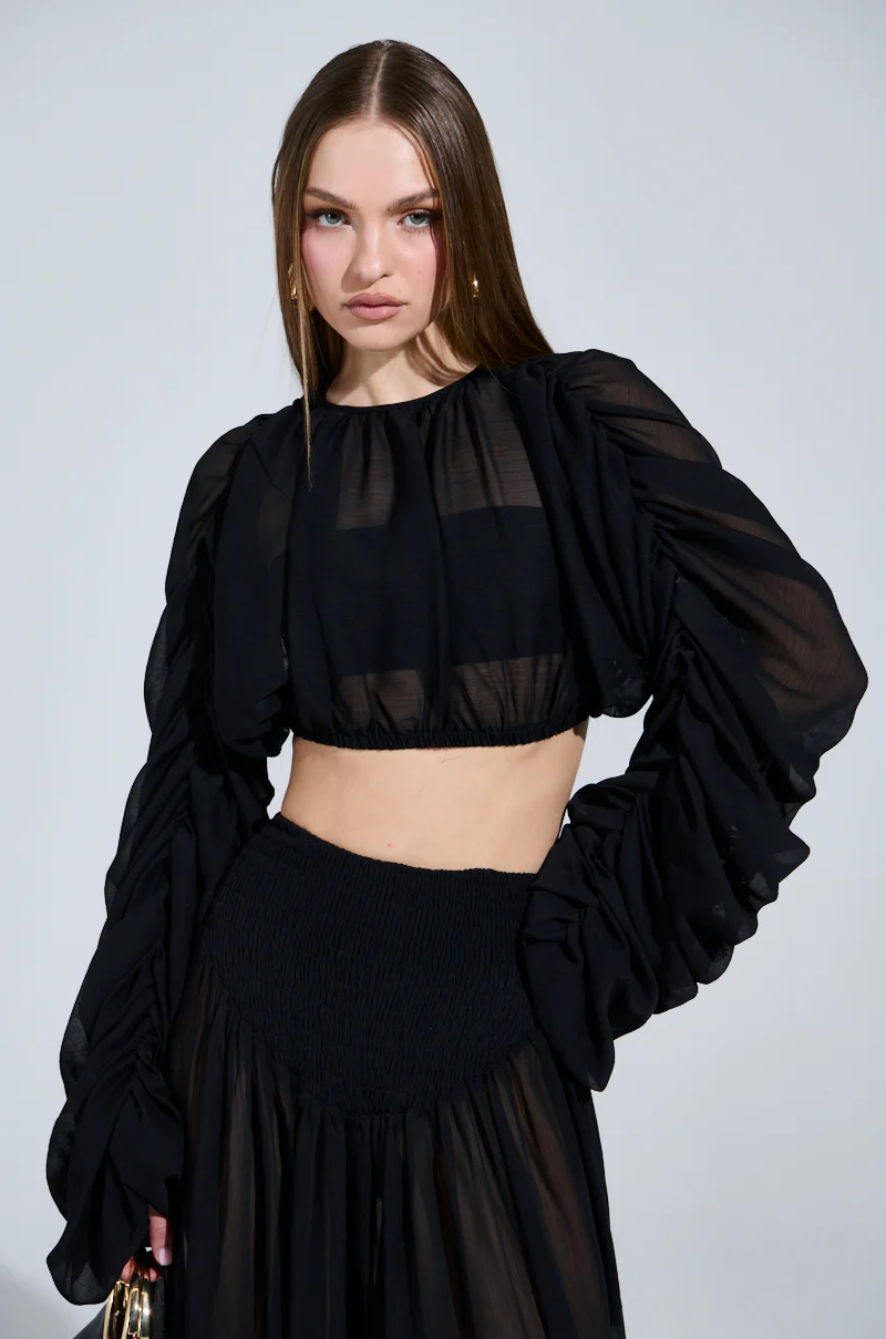 LAURA RUCHED CROPPED BLOUSE - Image 3