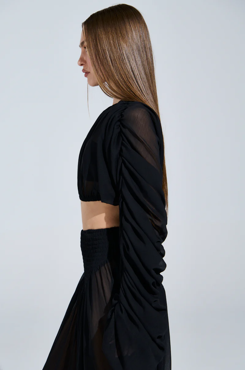 LAURA RUCHED CROPPED BLOUSE - Image 4