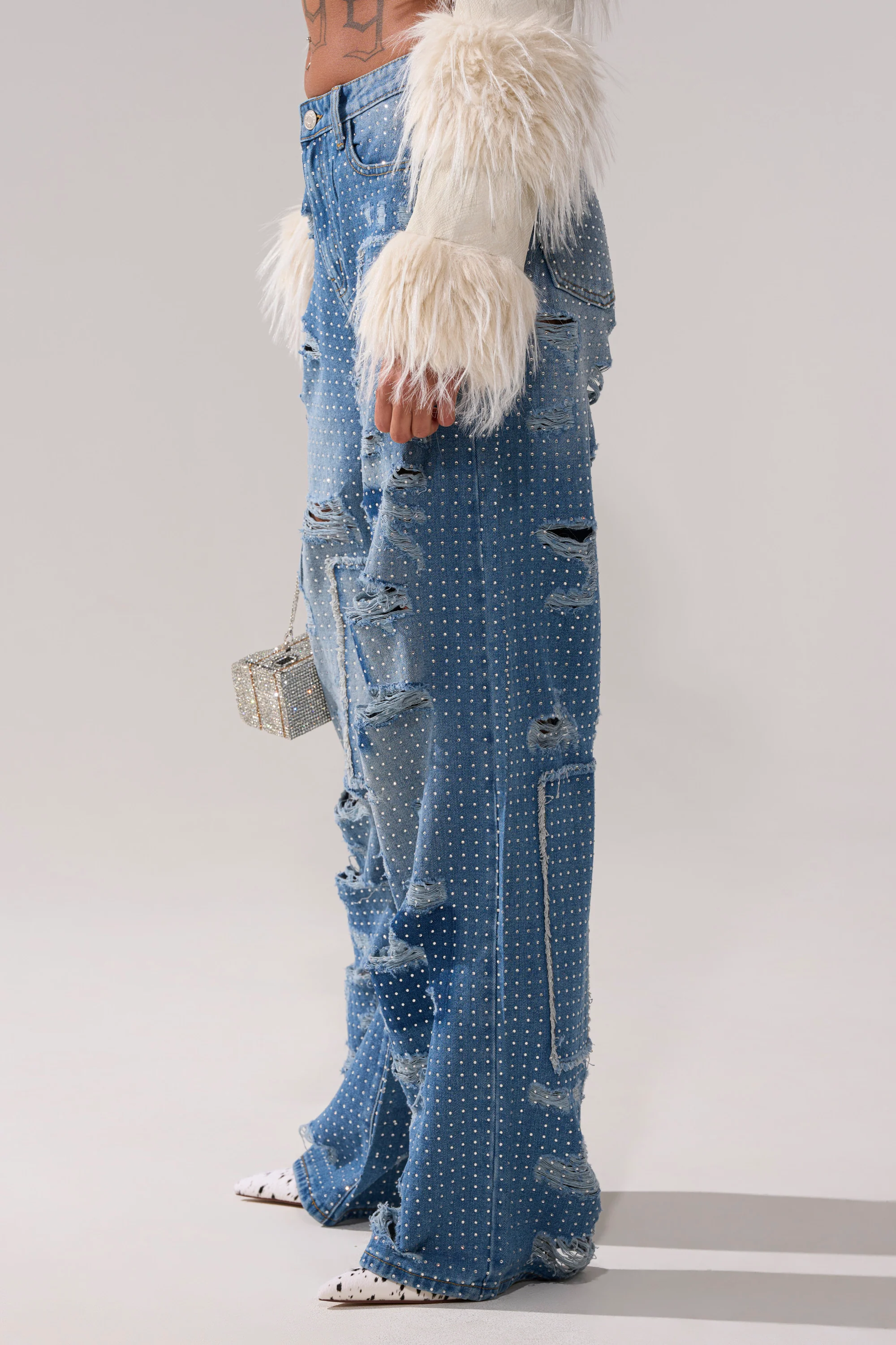 LAY IT LOW RHINESTONE RELAXED DENIM - Image 4