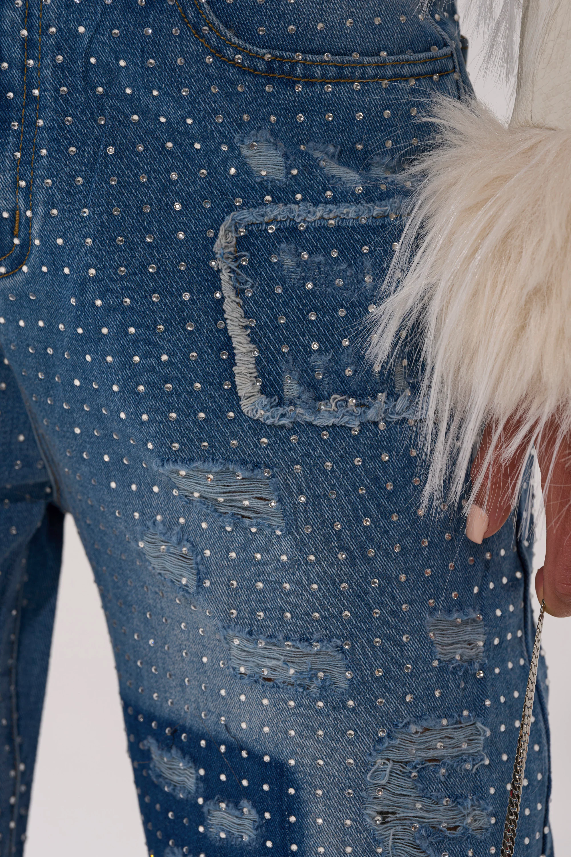 LAY IT LOW RHINESTONE RELAXED DENIM - Image 9