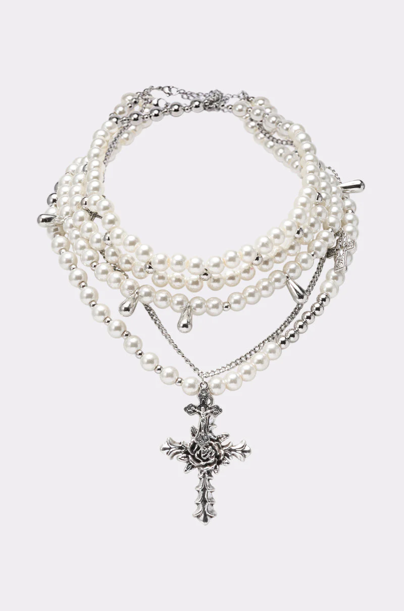 LAYERED UP CROSS NECKLACE - Image 2