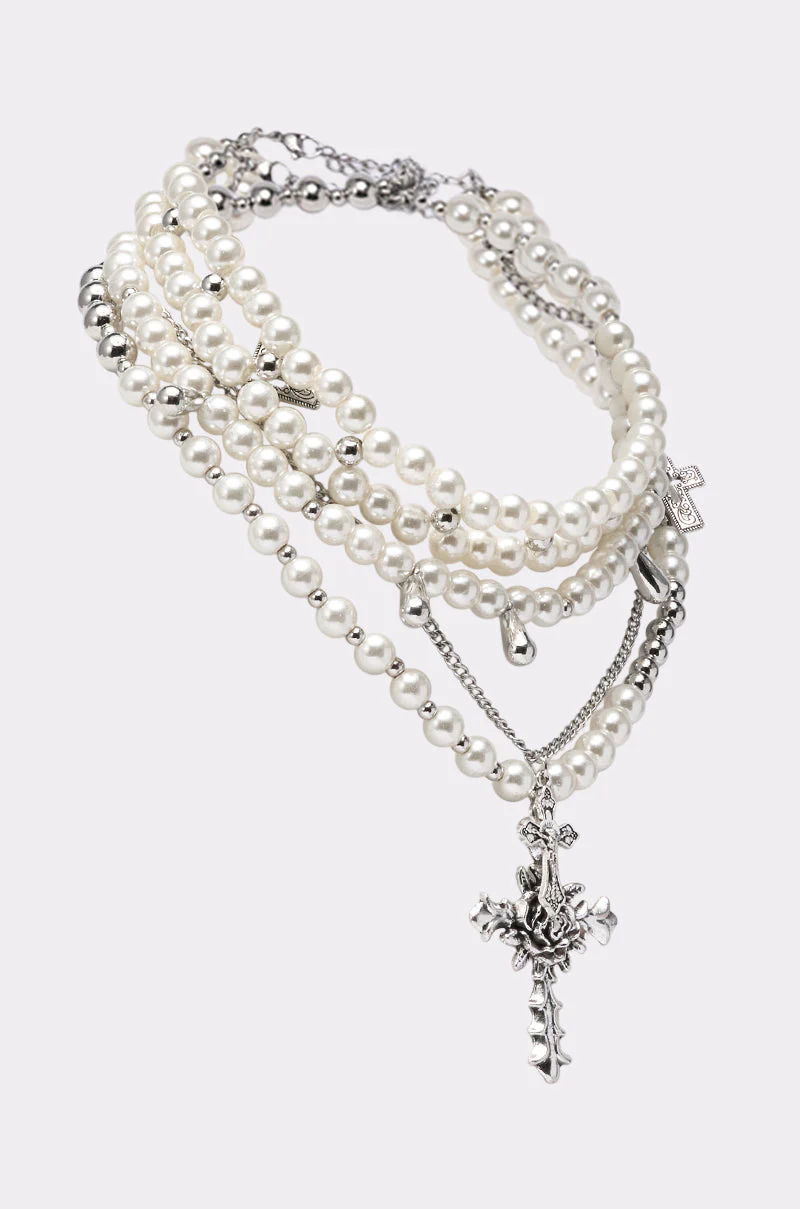 LAYERED UP CROSS NECKLACE - Image 3