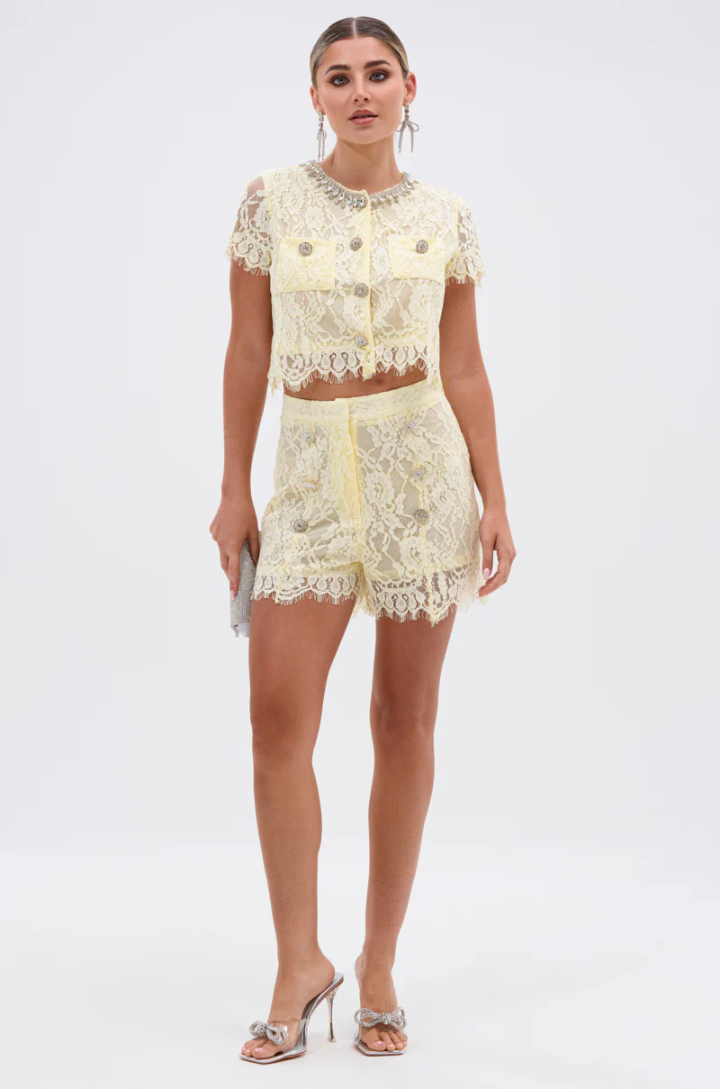LEAH LACE SHORT IN BABY YELLOW - Image 4