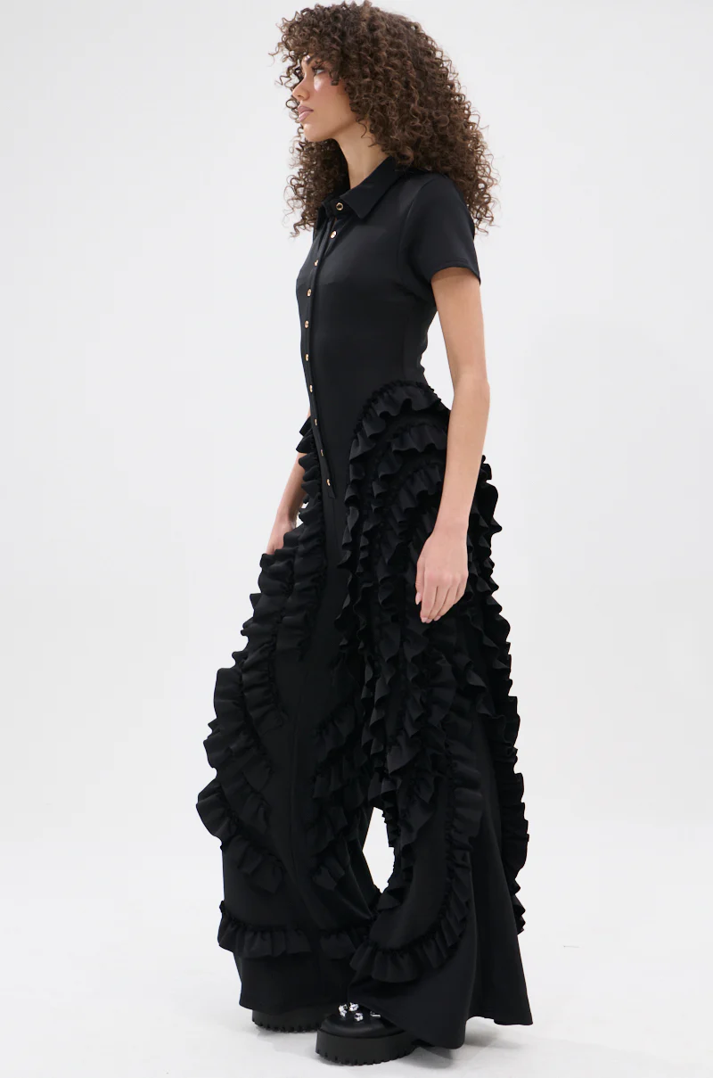 LEAVE IT RUFFLED JUMPSUIT IN BLACK - Image 4