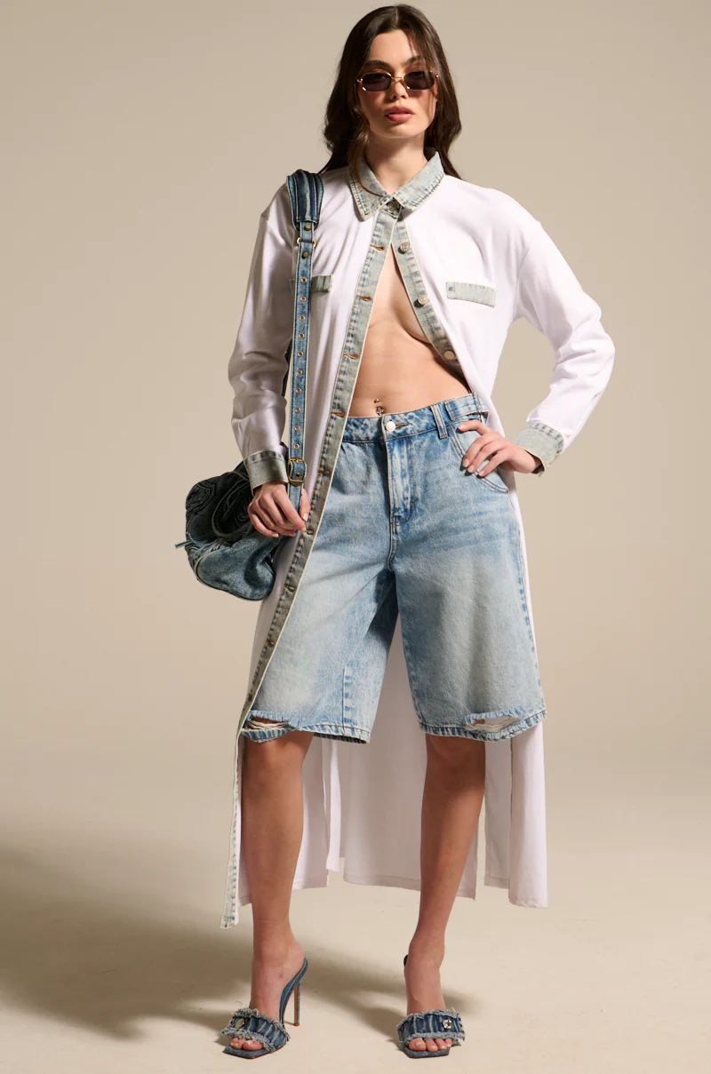 LEILA OVERSIZED WHITE MULTI BUTTON UP - Image 4