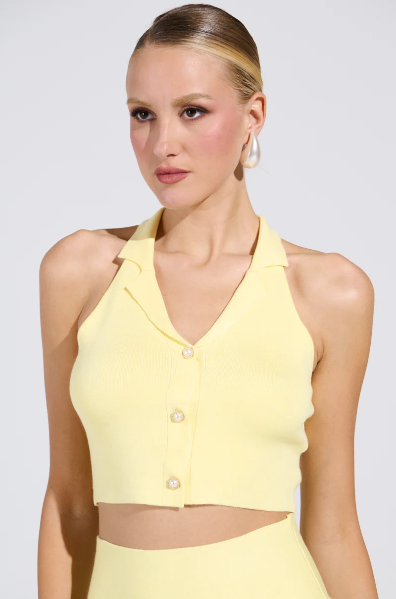 LEMONY EMILY CROPPED SWEATER VEST IN YELLOW - Image 2