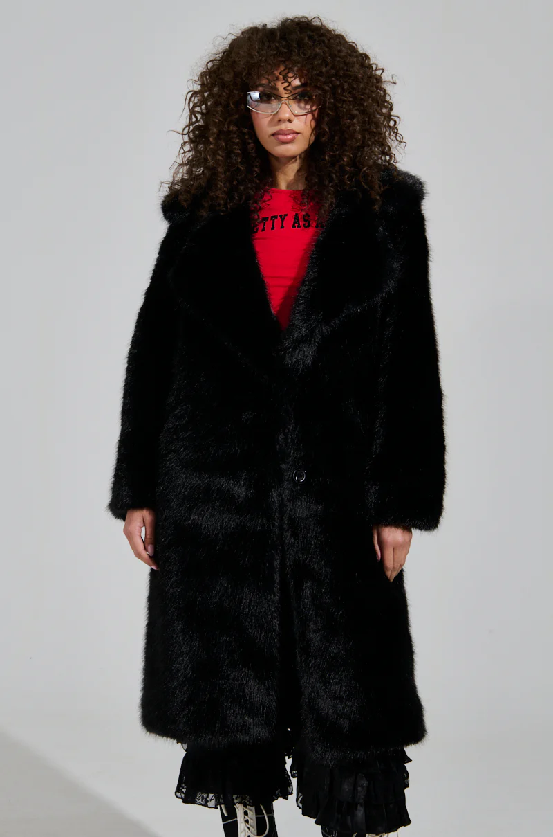 LENOX FAUX FUR TRENCH IN BLACK - Image 2