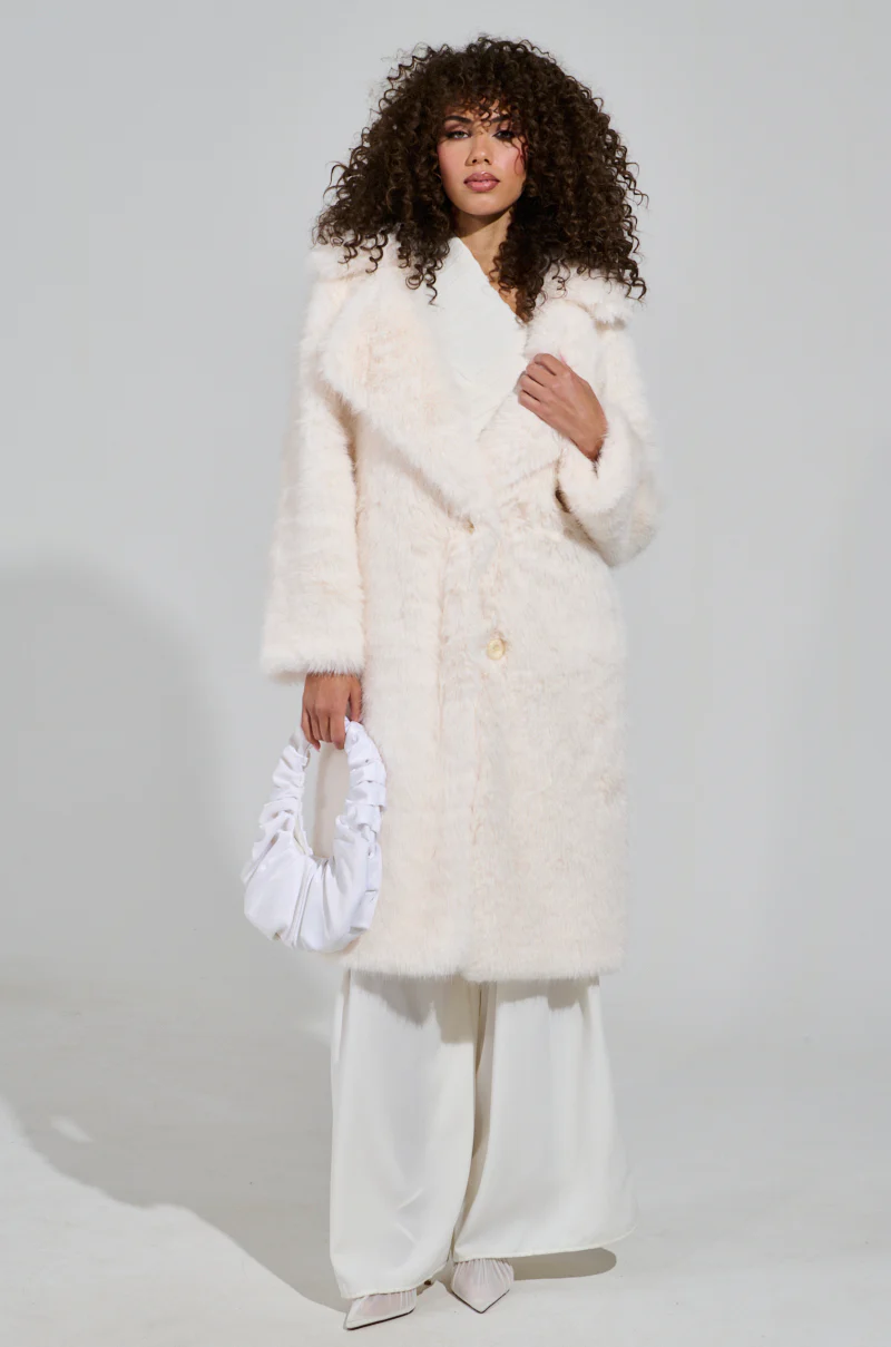 LENOX FAUX FUR TRENCH IN IVORY - Image 3