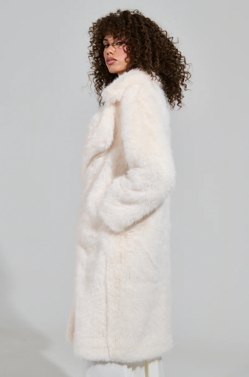 LENOX FAUX FUR TRENCH IN IVORY - Image 5
