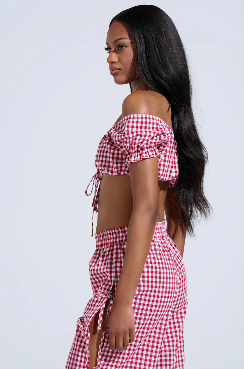 LET ME LIVE GINGHAM CROP TOP - Image 3