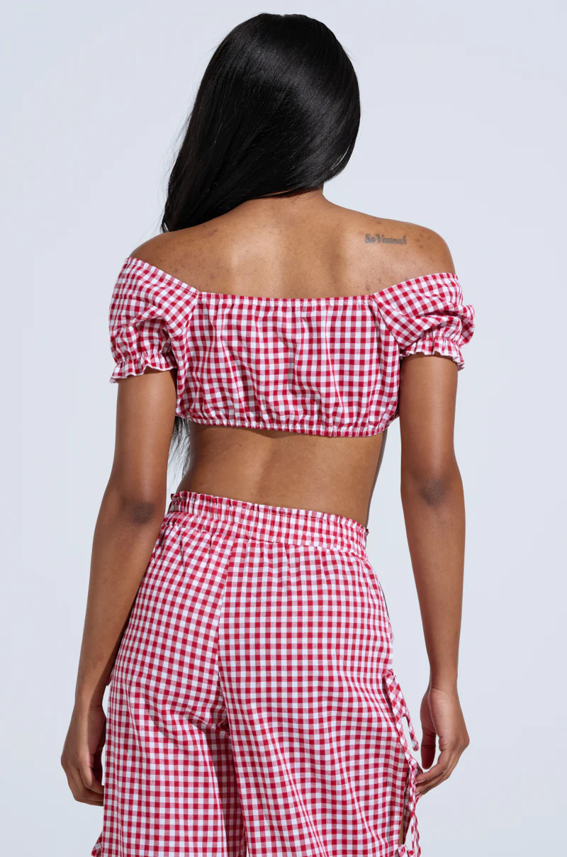 LET ME LIVE GINGHAM CROP TOP - Image 4