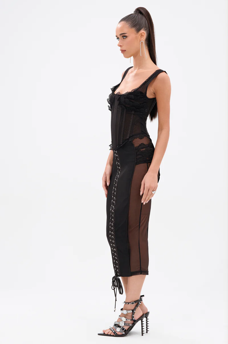 LET ME REMIND YOU LACE UP MESH MIDI DRESS - Image 3
