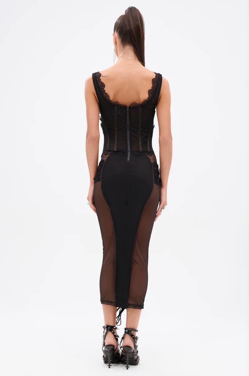 LET ME REMIND YOU LACE UP MESH MIDI DRESS - Image 4