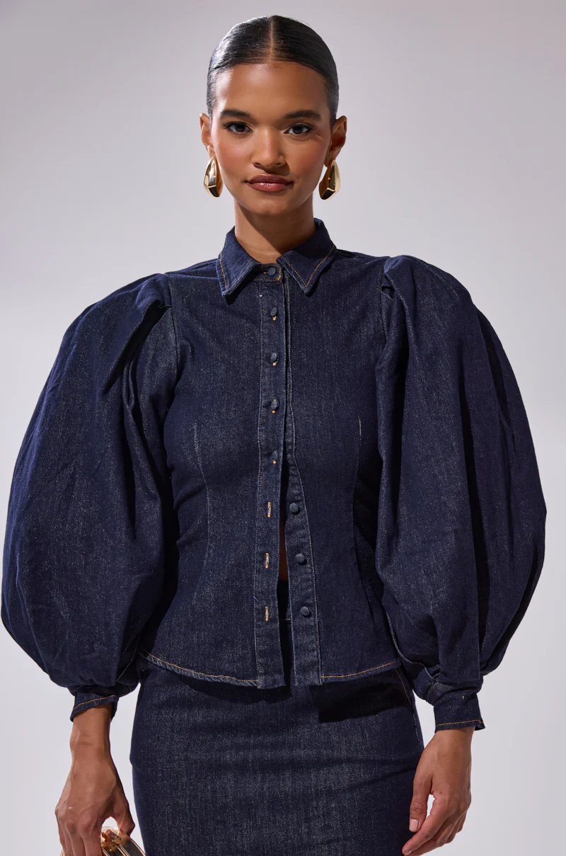 LET'S CHANGE IT UP DENIM BLOUSE - Image 2