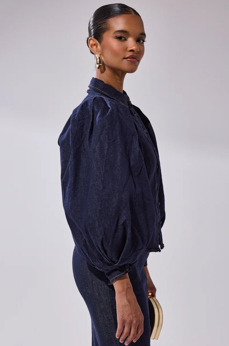LET'S CHANGE IT UP DENIM BLOUSE - Image 3
