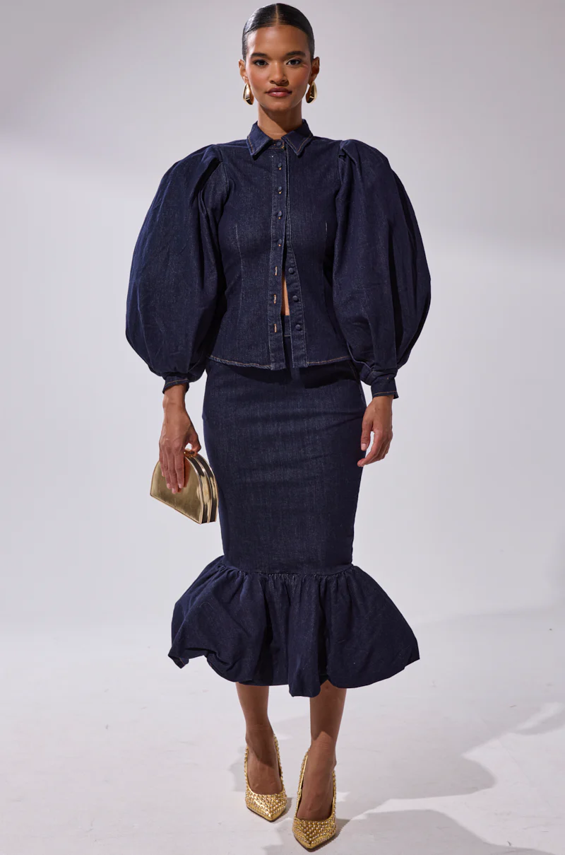 LET'S CHANGE IT UP DENIM BLOUSE - Image 6