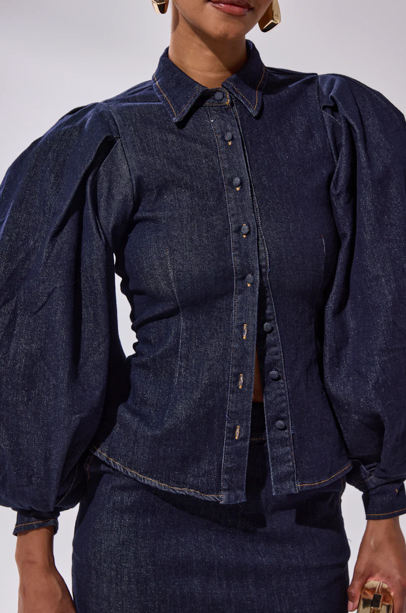 LET'S CHANGE IT UP DENIM BLOUSE - Image 7