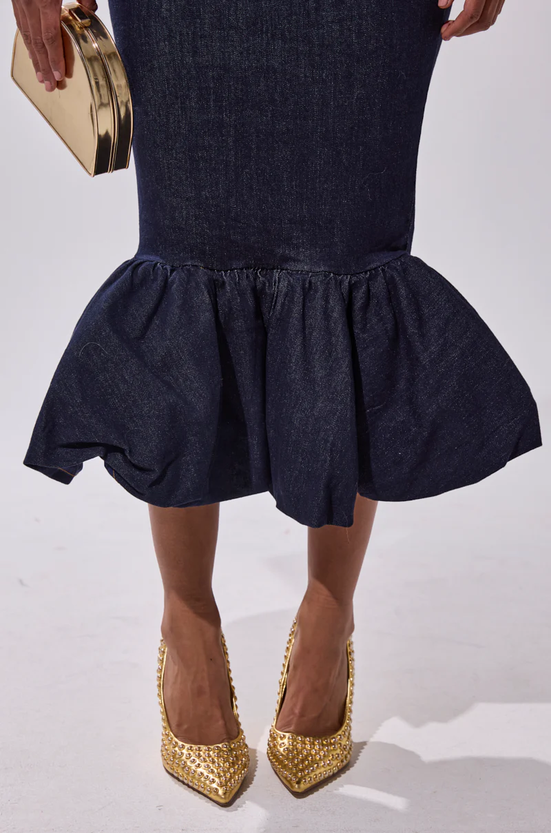 LET'S CHANGE IT UP DENIM MIDI SKIRT - Image 8