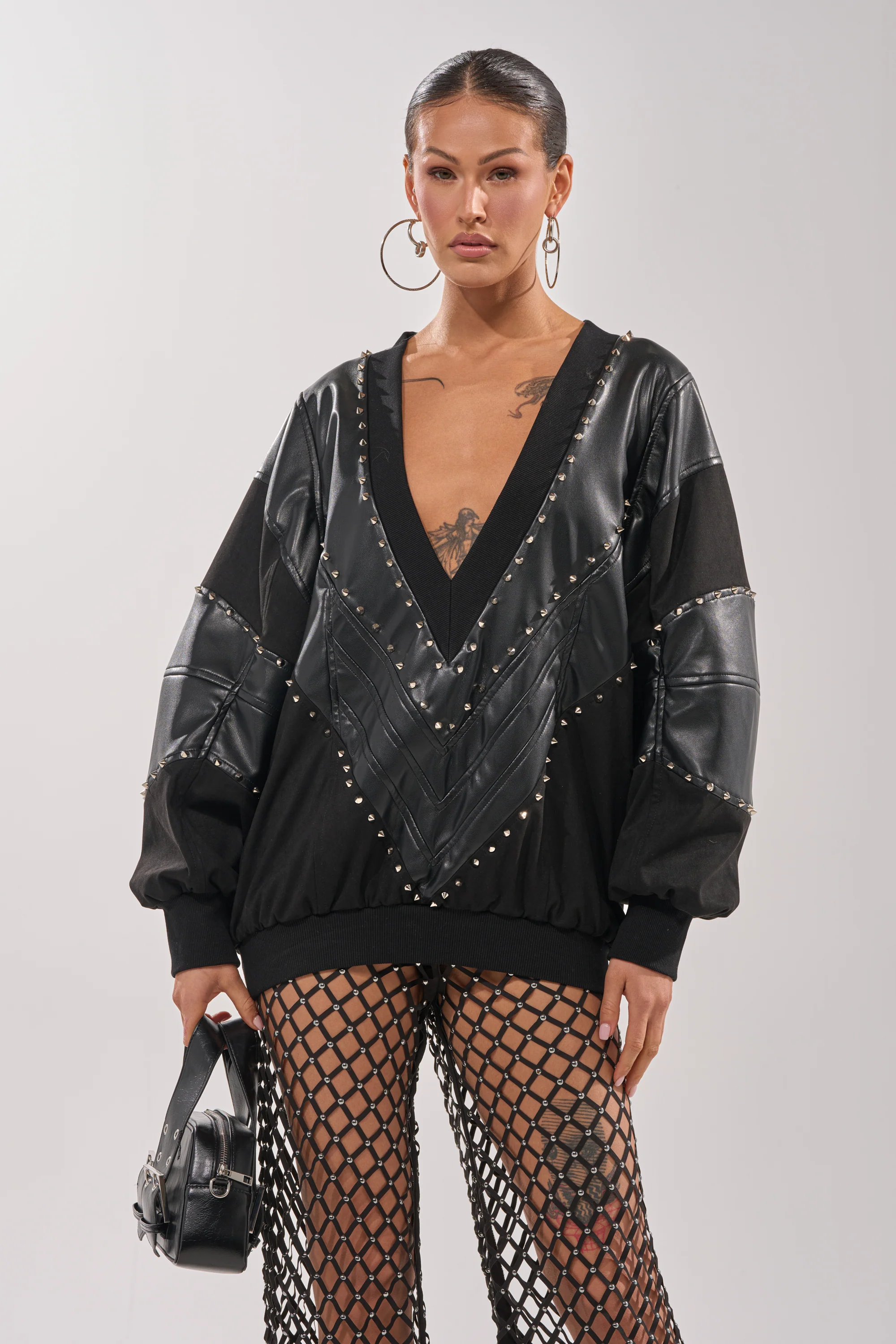 LETS DO THIS FAUX LEATHER SWEATSHIRT - Image 2