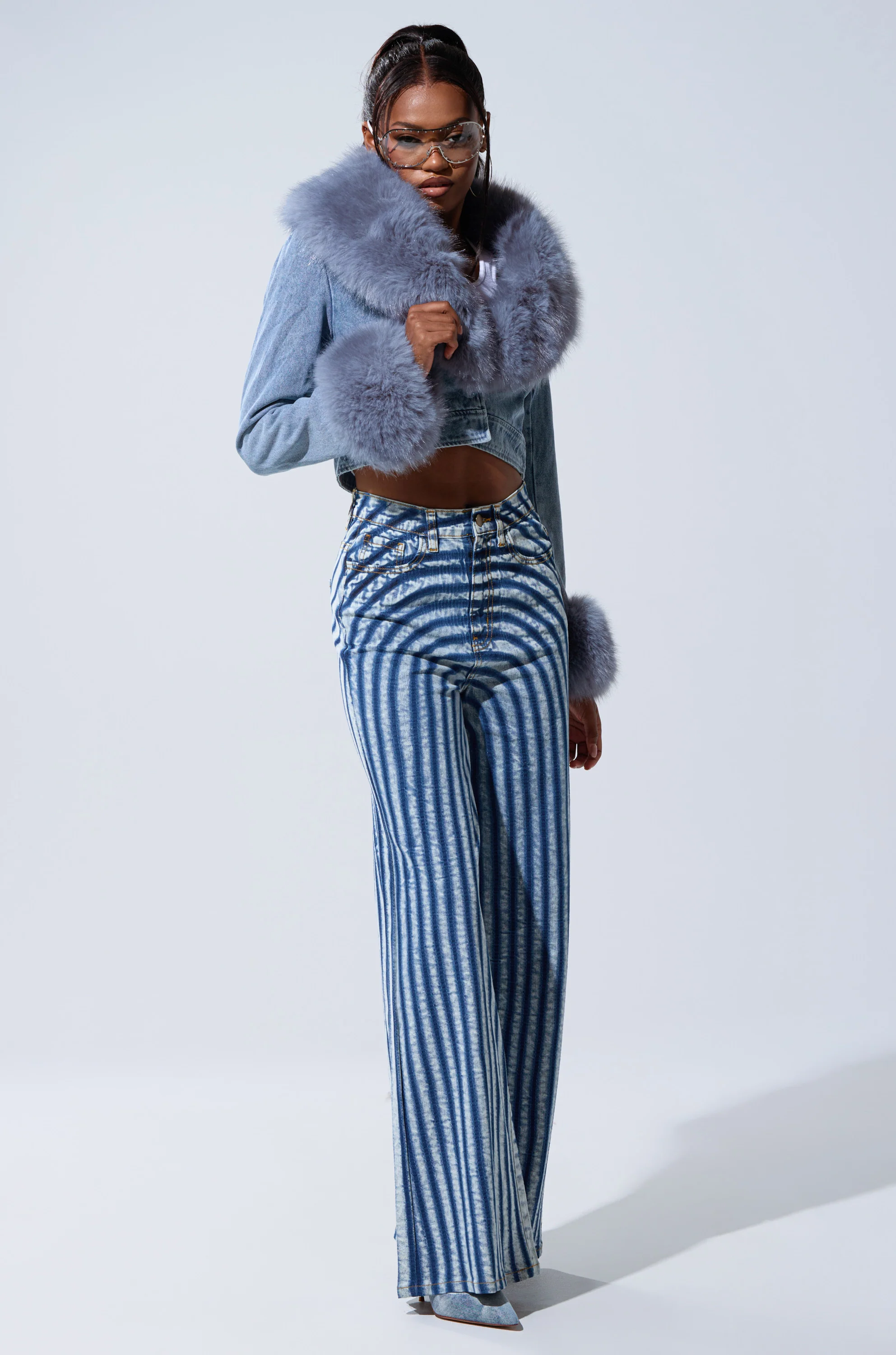 LETS GET CRAZY STRIPE WIDE LEG DENIM - Image 10
