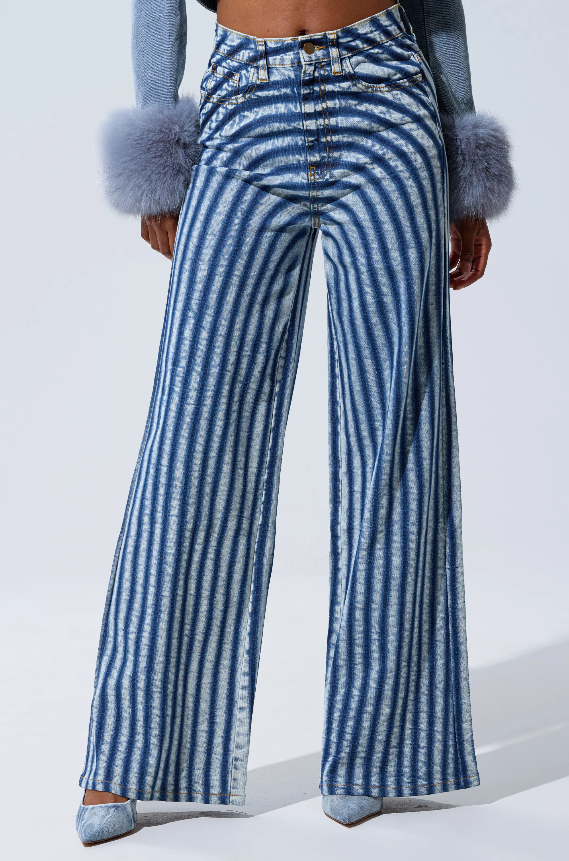 LETS GET CRAZY STRIPE WIDE LEG DENIM - Image 3