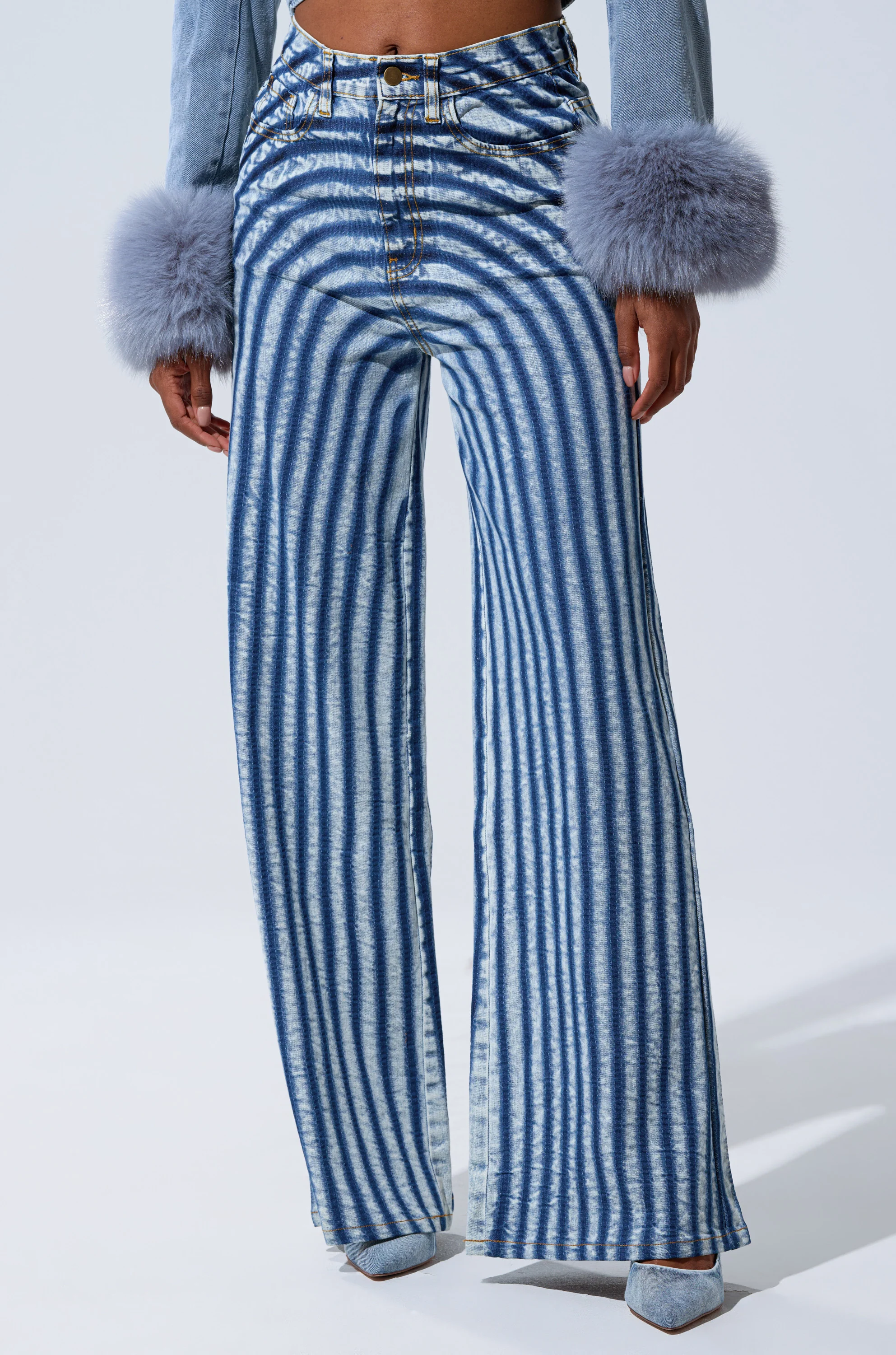 LETS GET CRAZY STRIPE WIDE LEG DENIM - Image 4