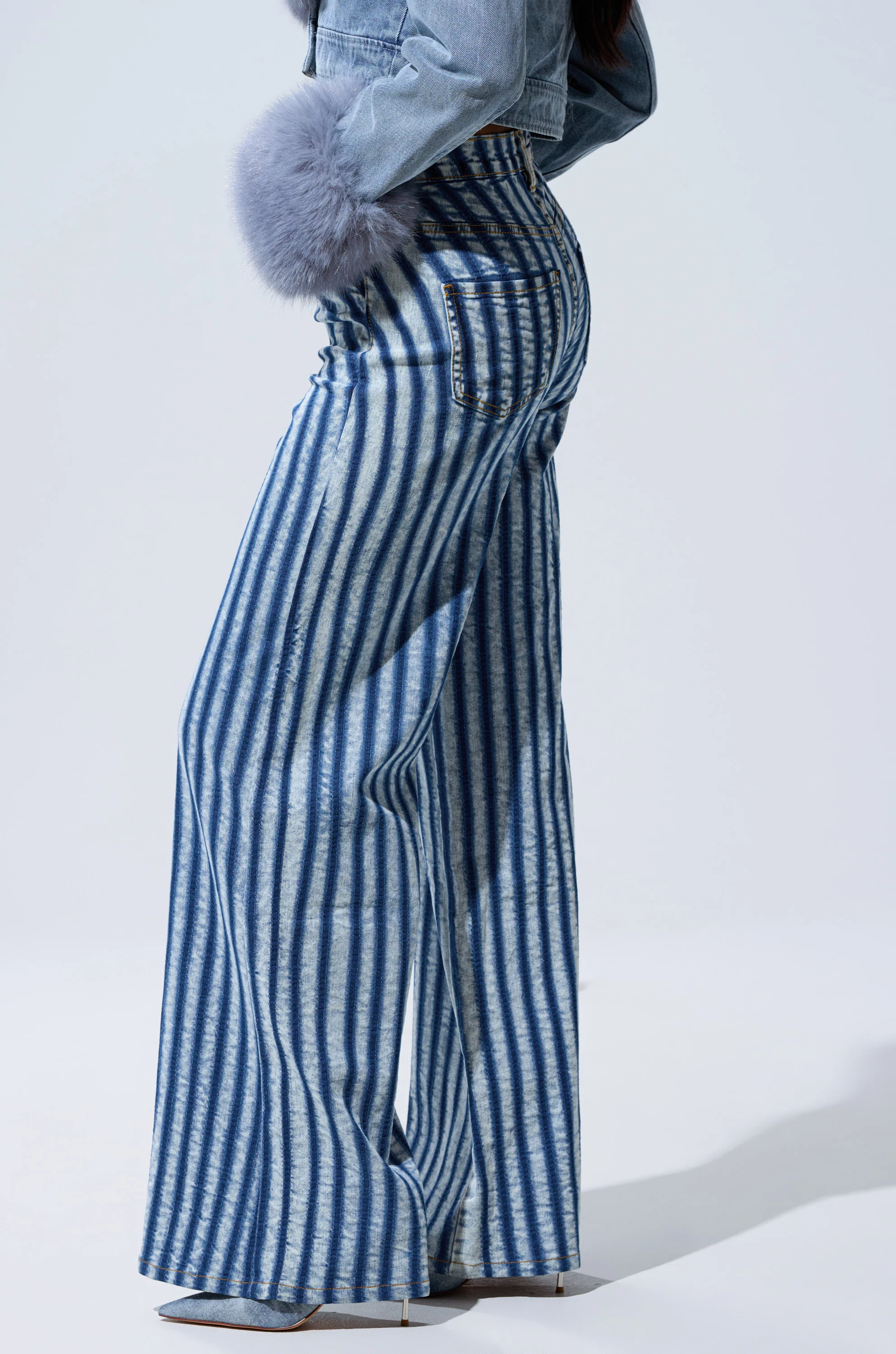LETS GET CRAZY STRIPE WIDE LEG DENIM - Image 5