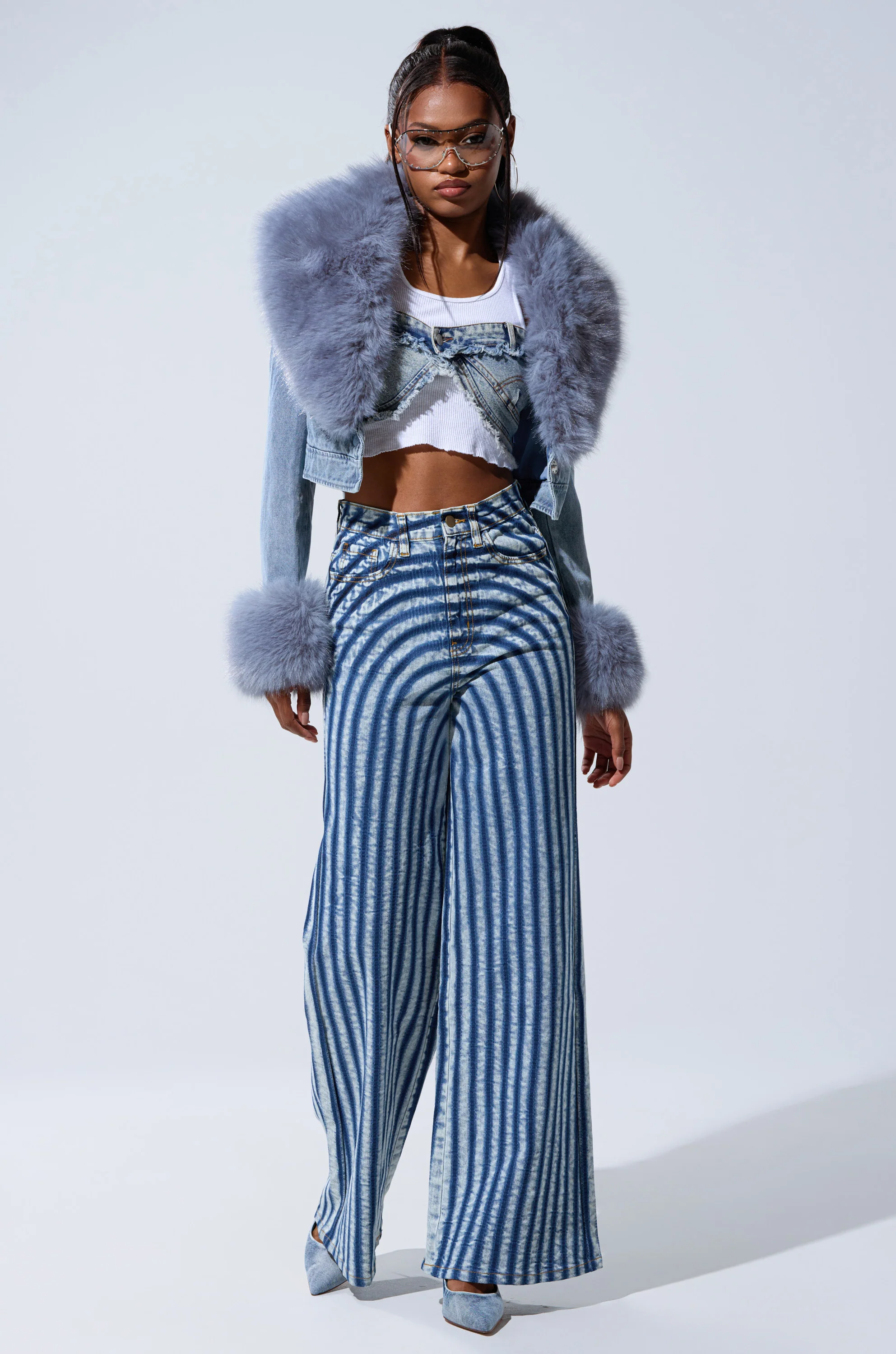 LETS GET CRAZY STRIPE WIDE LEG DENIM - Image 9