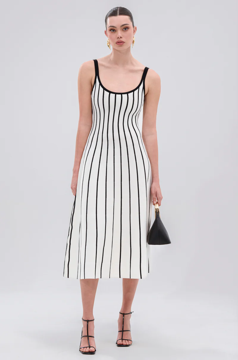 LETS GET IT GOING KNIT STRIPE MIDI DRESS - Image 3