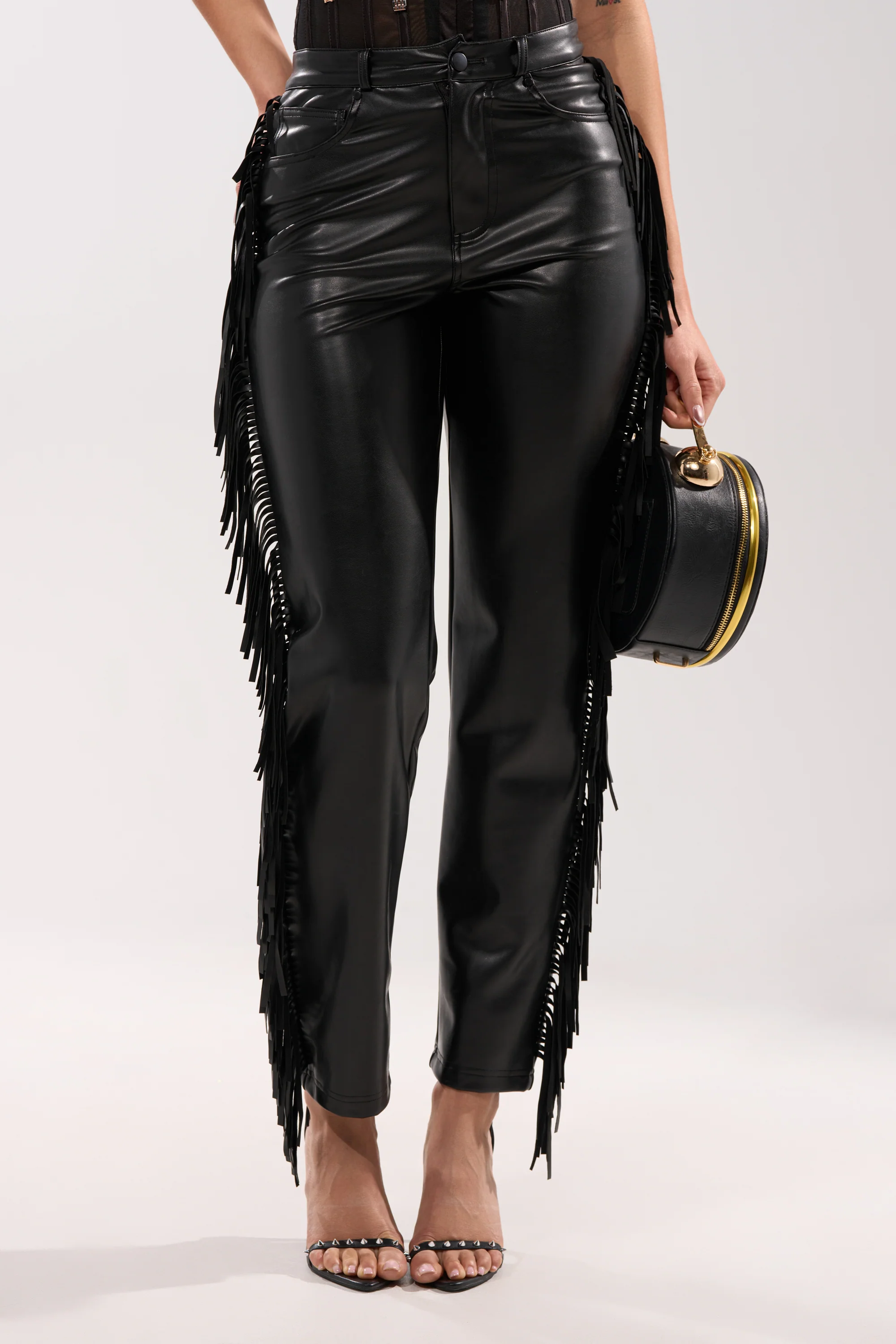 LETS GO TO THE RODEO FRINGE FAUX LEATHER PANT - Image 3