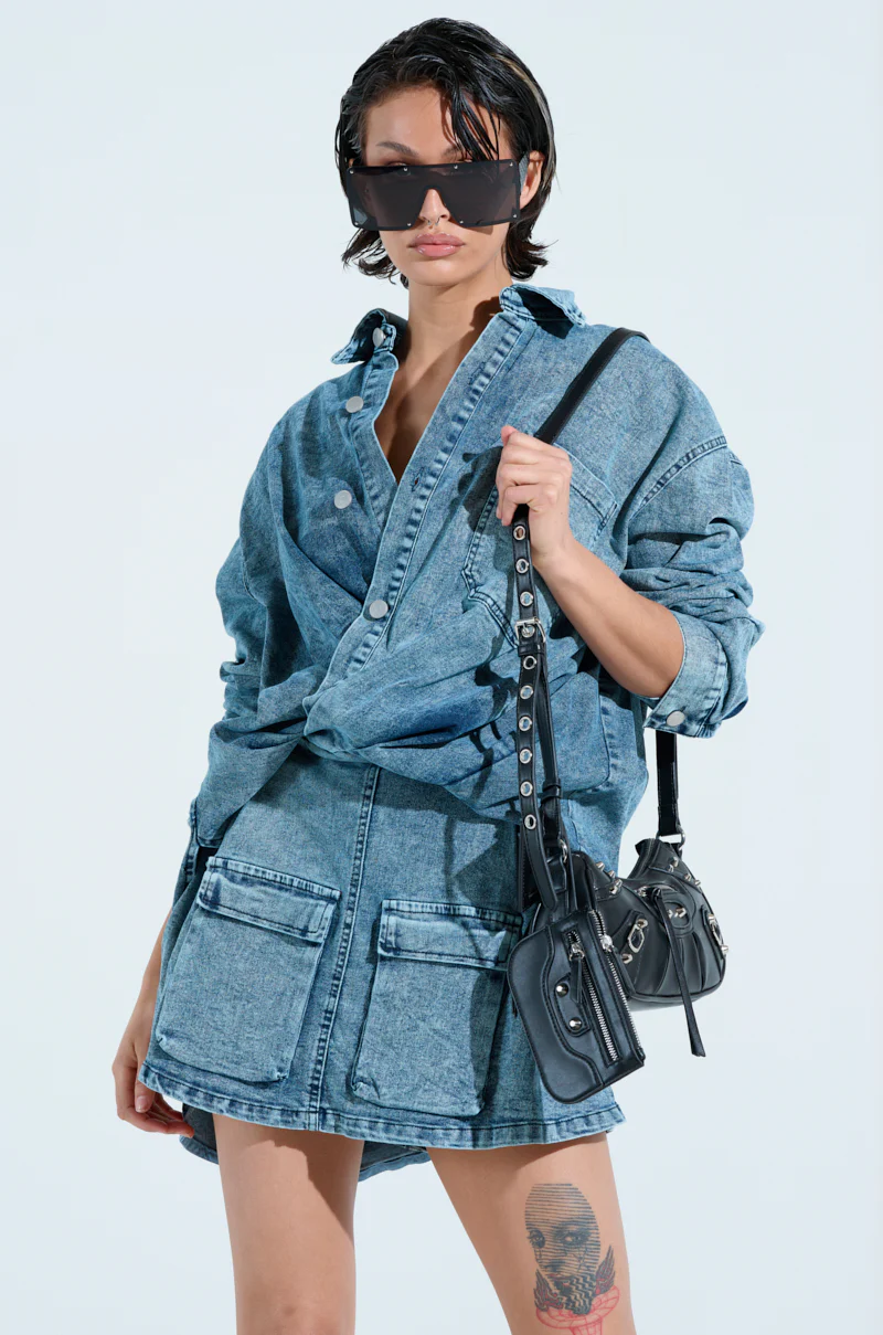 LET'S REWIND DENIM MINI DRESS - Image 2