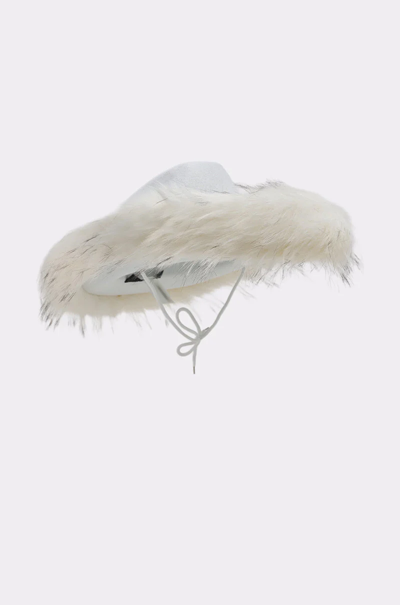 LETS RIDE FAUX FUR TRIM COWBOY HAT - Image 6