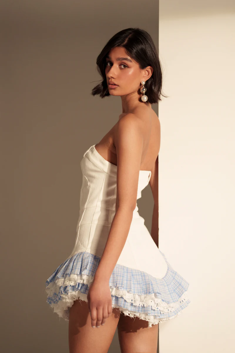 LET'S TAKE A STROLL DENIM MINI DRESS - Image 2