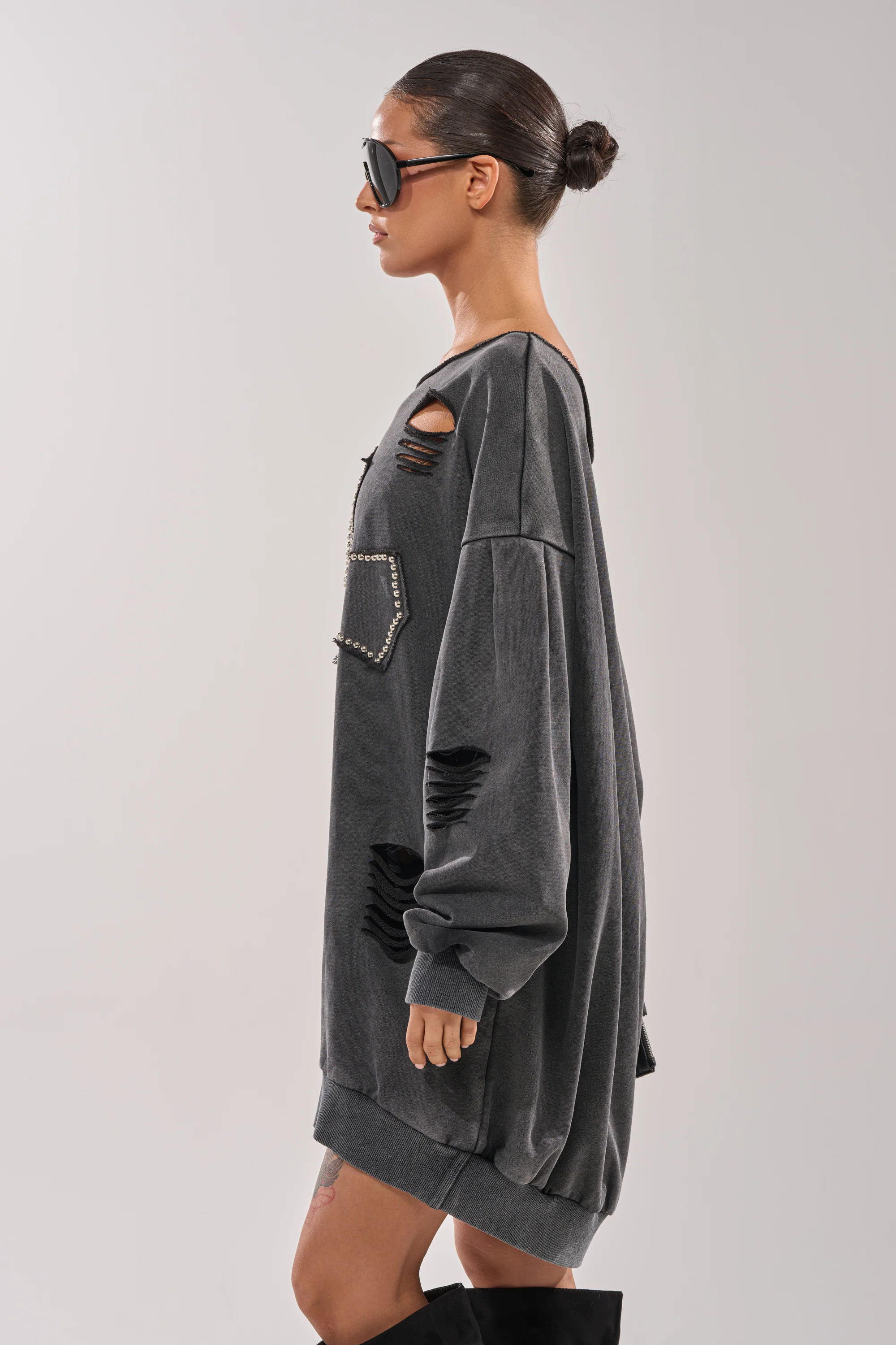 LEX STUDDED MINI SWEATSHIRT DRESS - Image 4