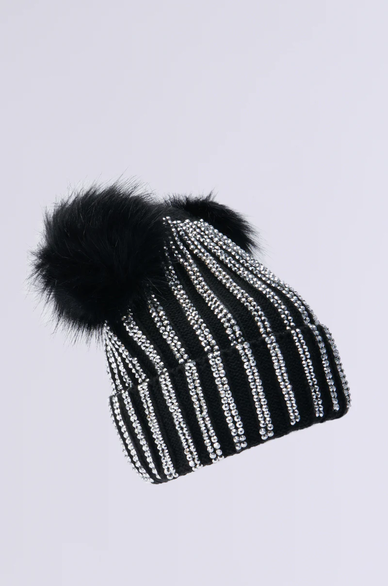 LEXII RHINESTONE KNIT MOUSE BEANIE IN BLACK - Image 4