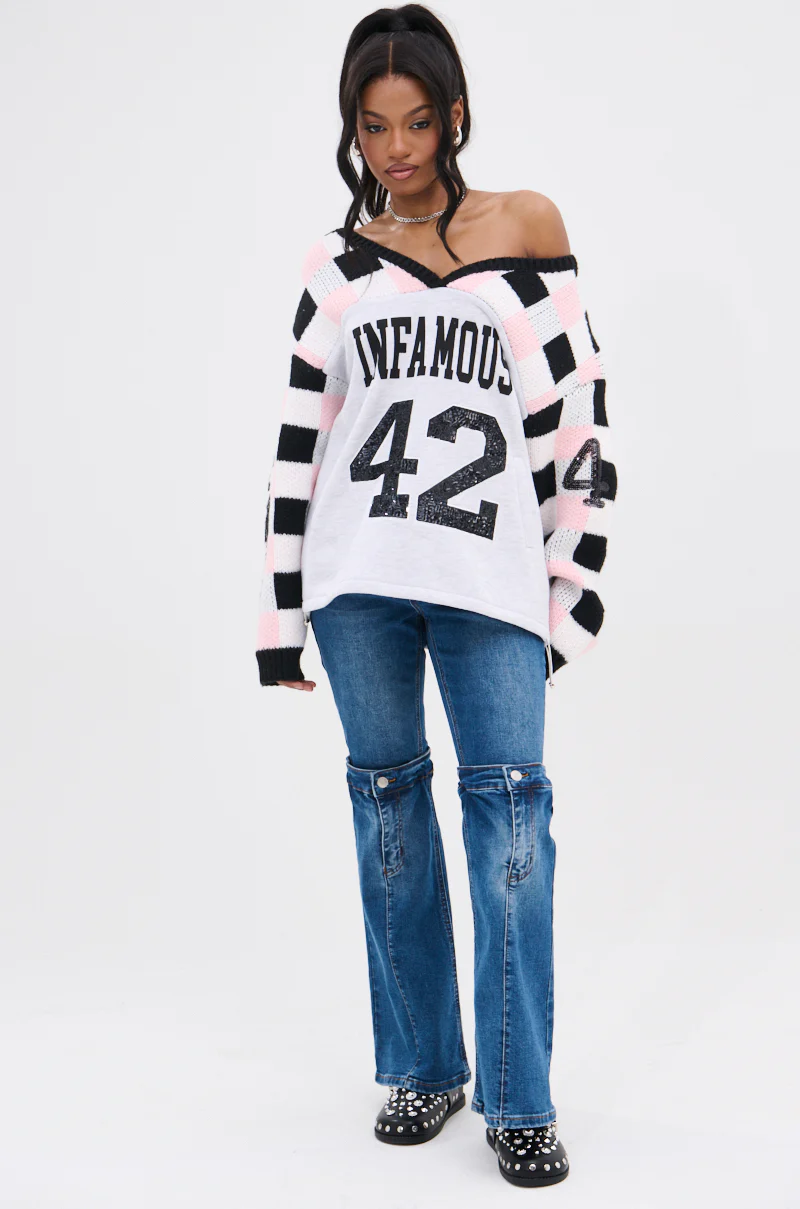 LIE TO ME EXPOSED KNEE DENIM JEANS - Image 7