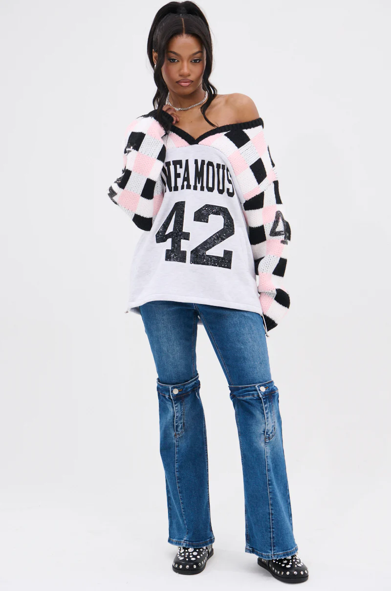 LIE TO ME EXPOSED KNEE DENIM JEANS - Image 8