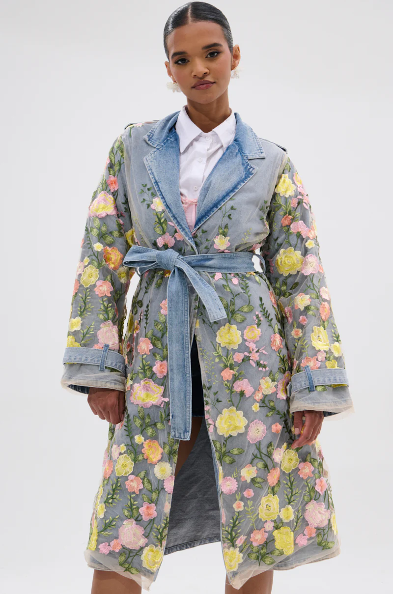LIFE IN COLOR FLORAL DENIM TRENCH - Image 3