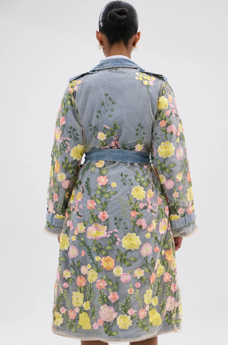 LIFE IN COLOR FLORAL DENIM TRENCH - Image 5