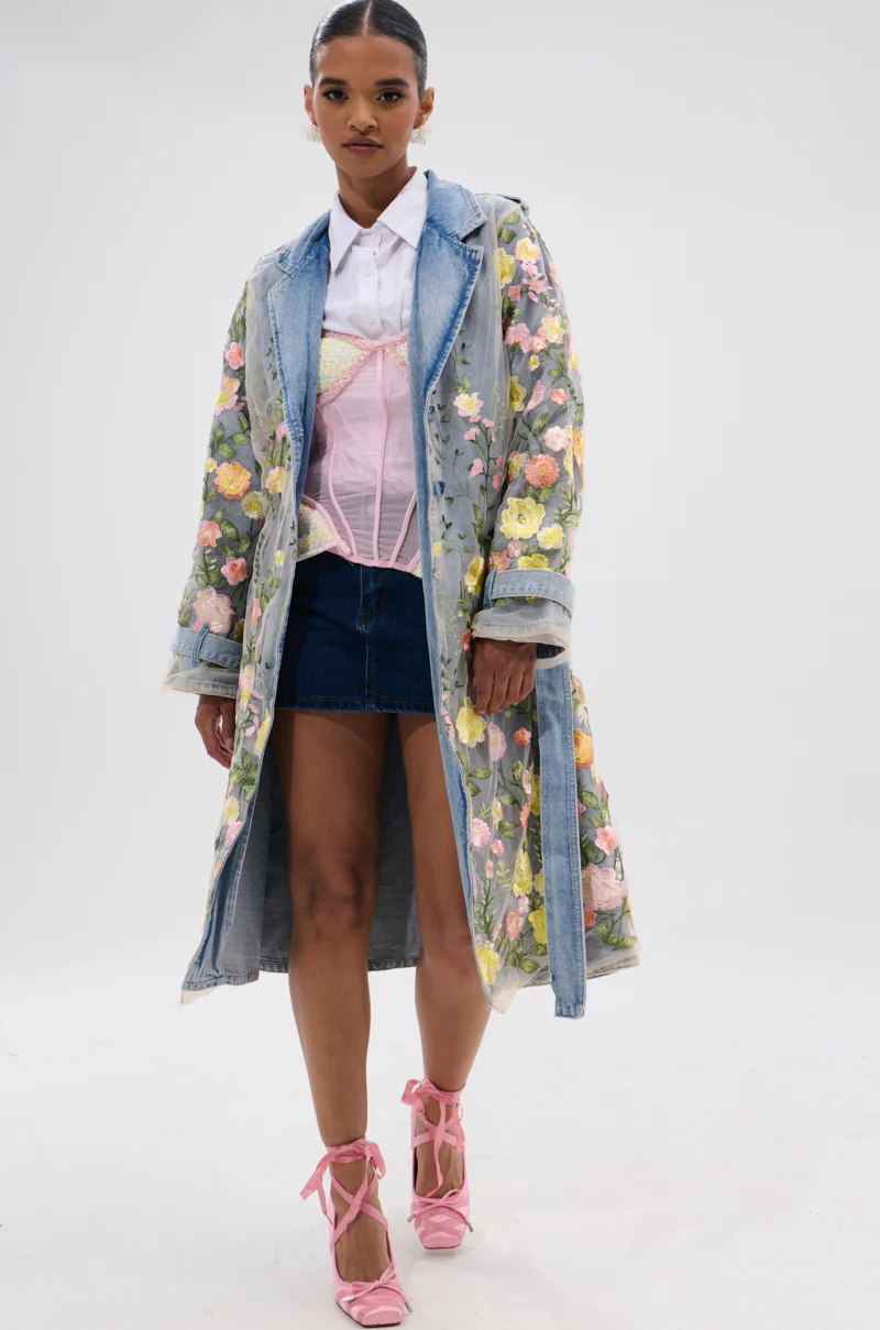 LIFE IN COLOR FLORAL DENIM TRENCH - Image 7