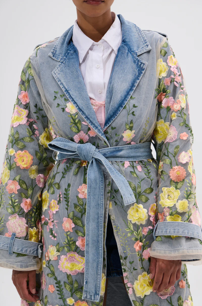 LIFE IN COLOR FLORAL DENIM TRENCH - Image 9