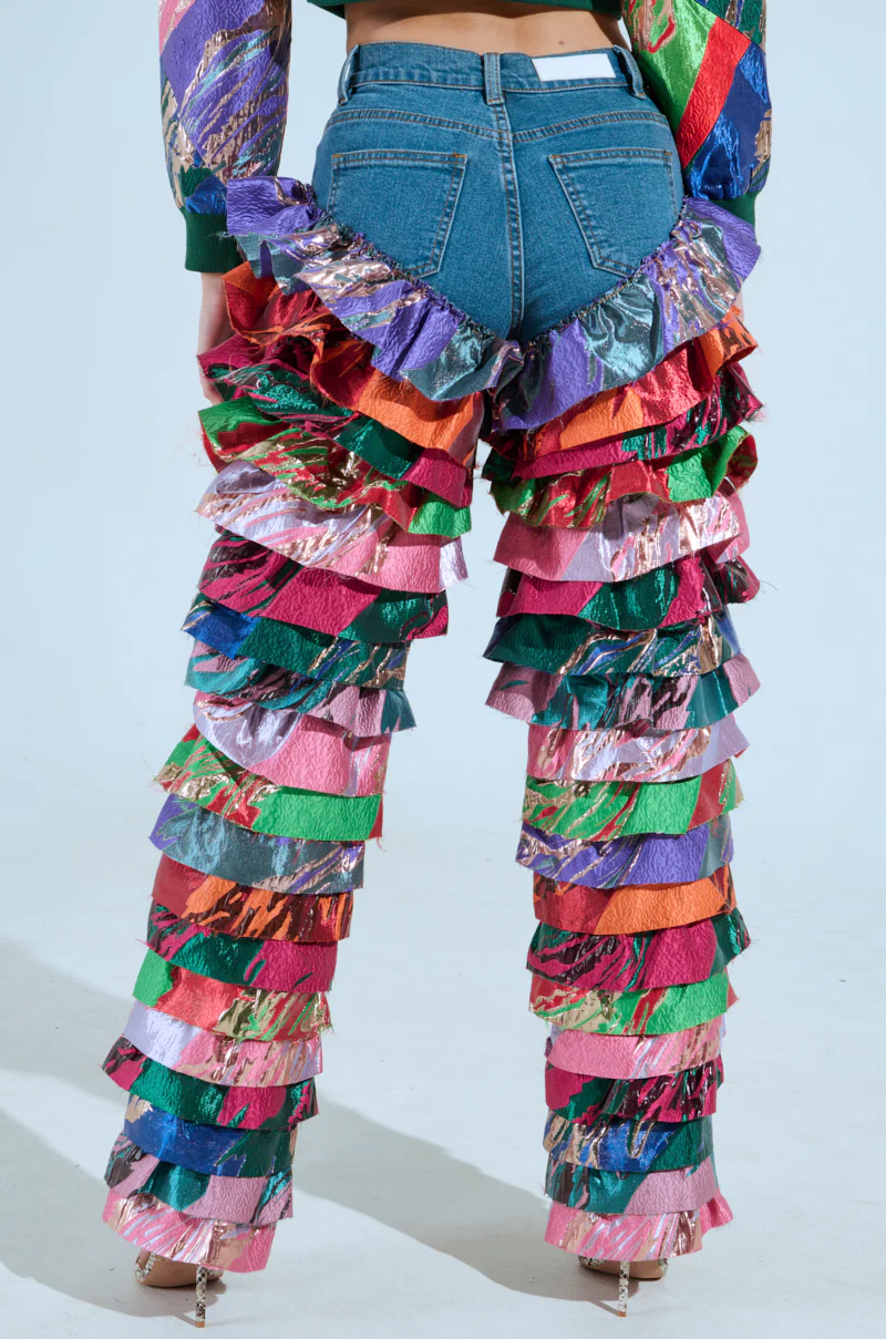 LIFE IS BUT A DREAM BROCADE RUFFLE DENIM - Image 5