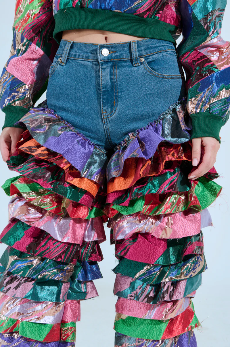LIFE IS BUT A DREAM BROCADE RUFFLE DENIM - Image 8