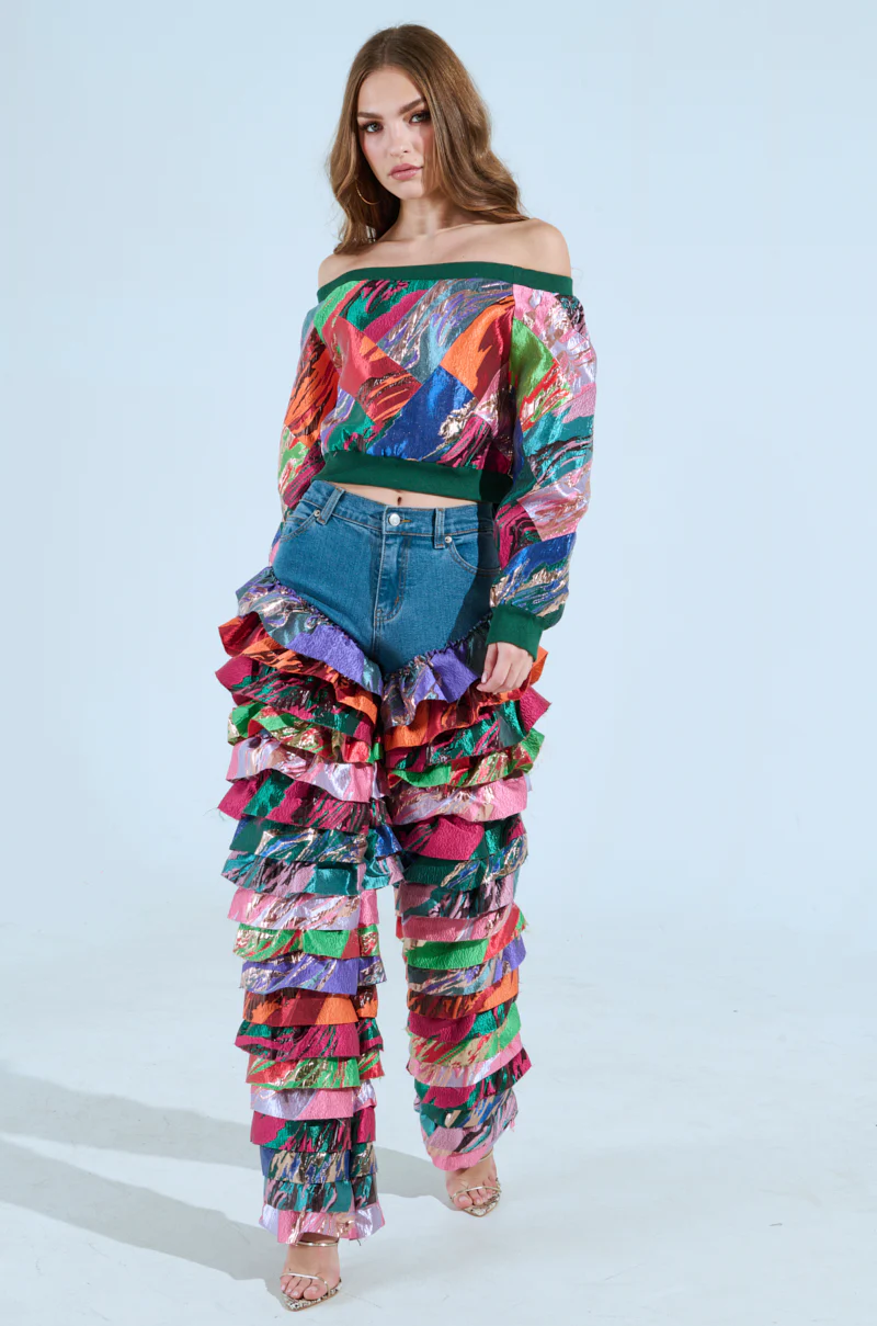 LIFE IS BUT A DREAM OFF THE SHOULDER MULTI PRINT SWEATSHIRT - Image 10