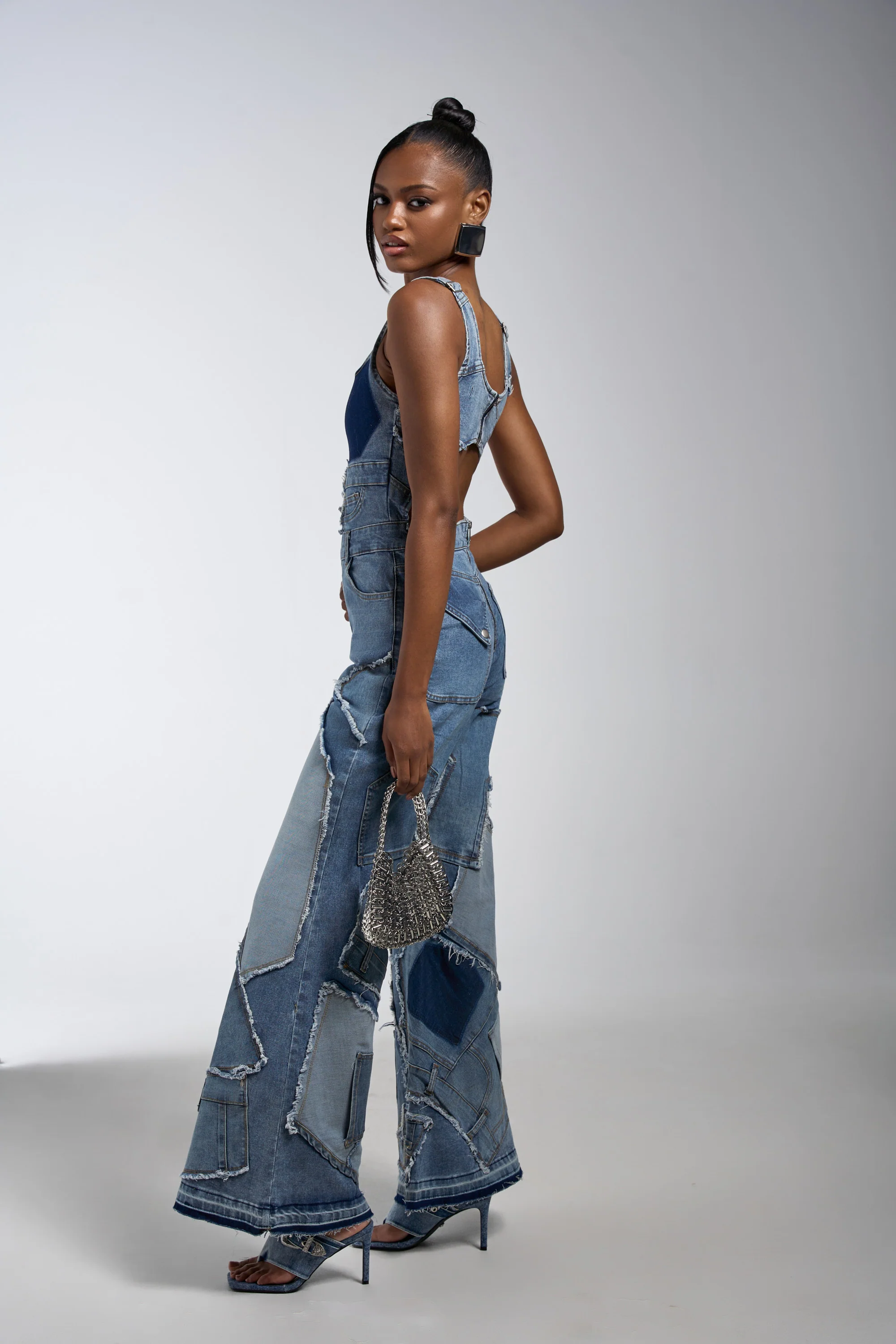 LIFE OF THE PARTY DENIM PATCHWORK JUMPSUIT - Image 4