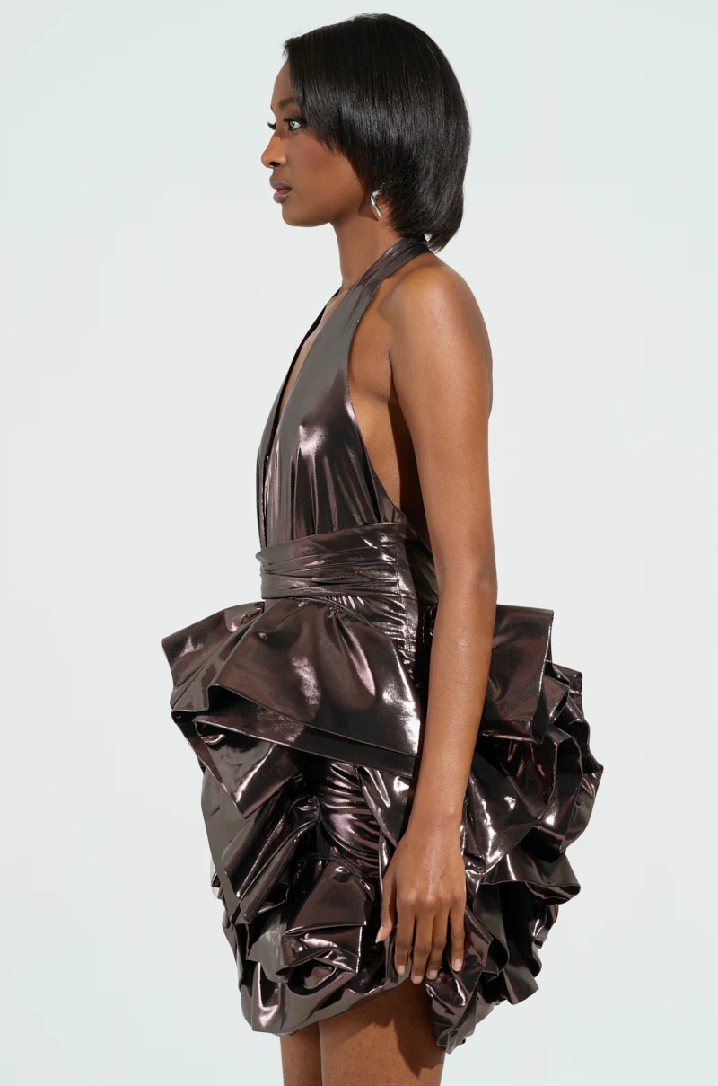 LIFE OF THE PARTY METALLIC MINI DRESS - Image 3